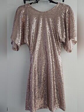 Zara Rose Gold Sequin Midi Dress